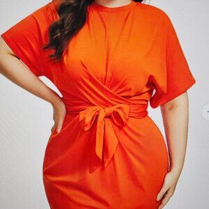 Orange Tie Front Dress